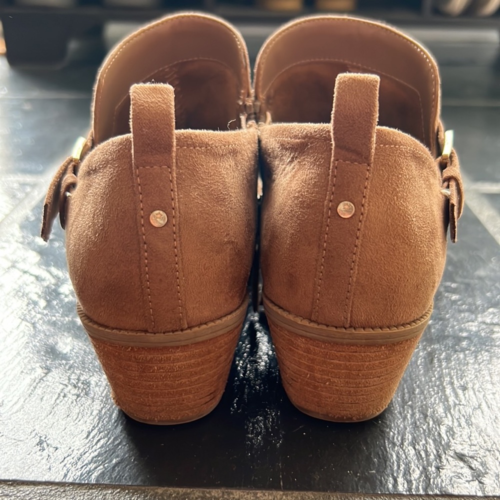 Dr. Scholl’s 7.5 Brown Faux Suede Heel Bootie Boots - Picture 4 of 8